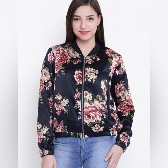 Forever 21 Floral Zip-Up Jacket - Picture 3 of 4